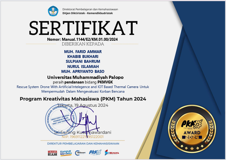 Mahasiswa Universitas Muhammadiyah Palopo Raih Pendanaan PKM dengan Inovasi Drone Penyelamat Berbasis AI dan IoT